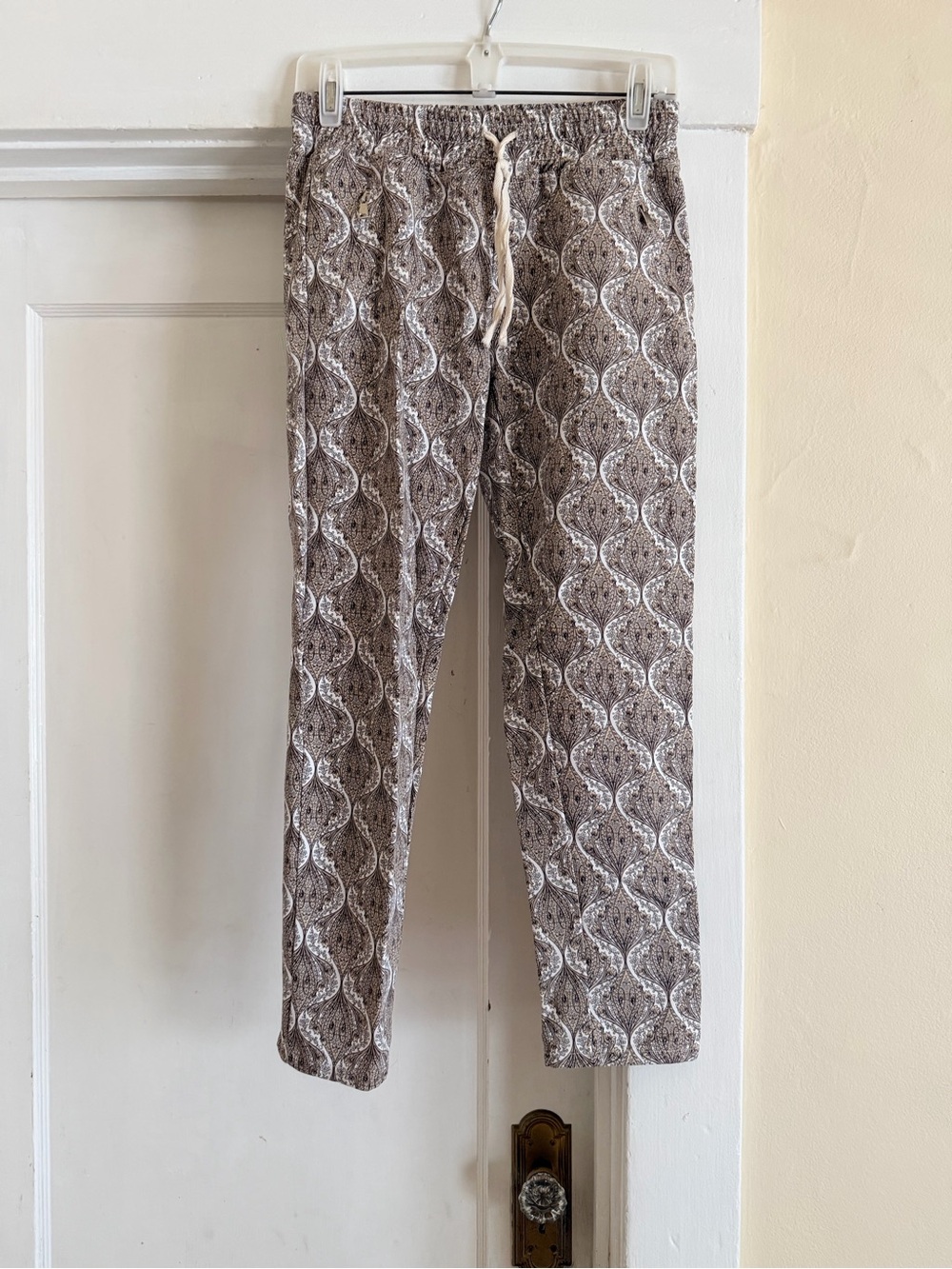 Nostalgia Taupe Patterned Drawstring Joggers